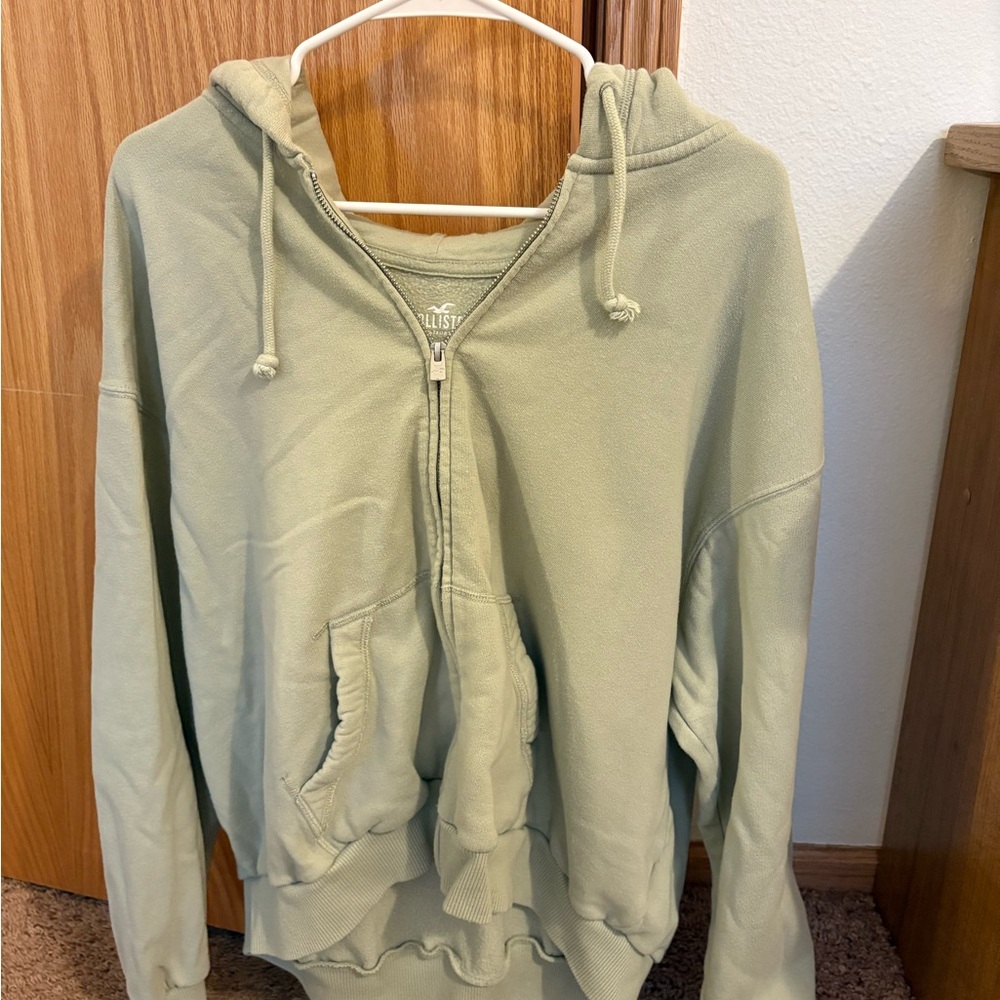 Hollister Sage Green Zip Up Hoodie